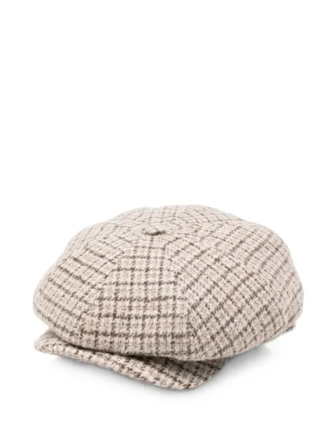 Eleventy check-pattern baker-boy cap