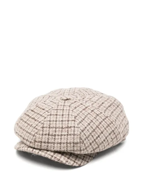 Eleventy check-pattern baker-boy cap