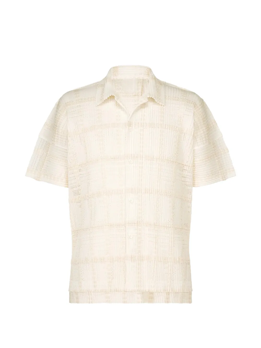 Homme Plissé Issey Miyake Lace Grid Pleats short-sleeved shirt - Bianco