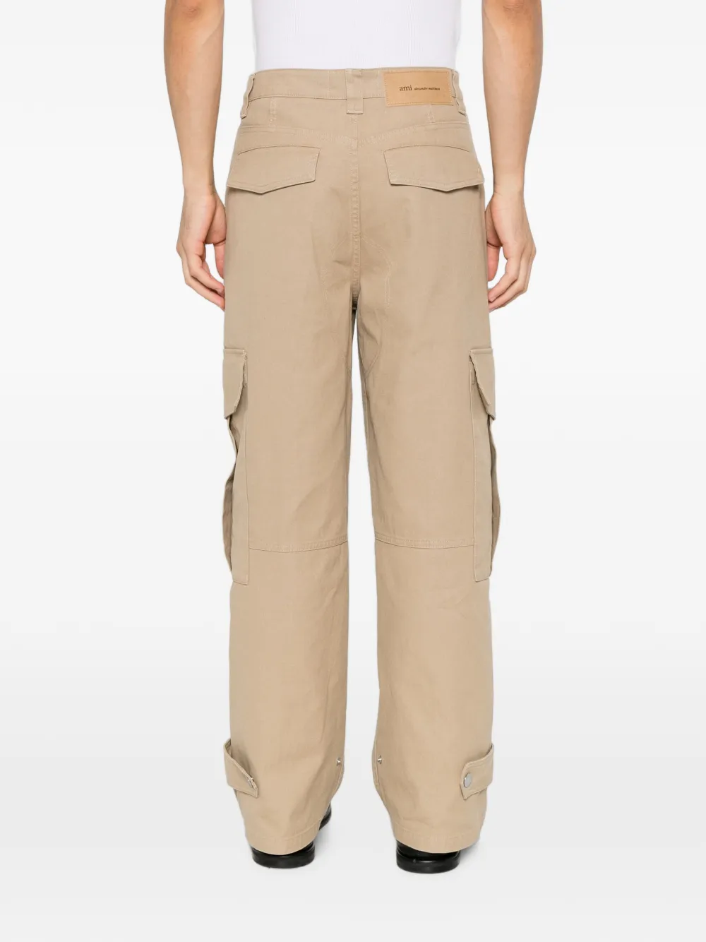 AMI Paris Straight cargo broek met vlakken Beige
