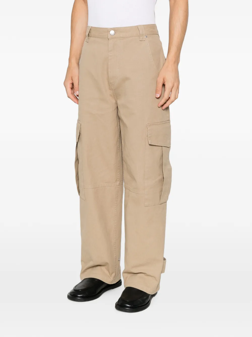 AMI Paris Straight cargo broek met vlakken Beige
