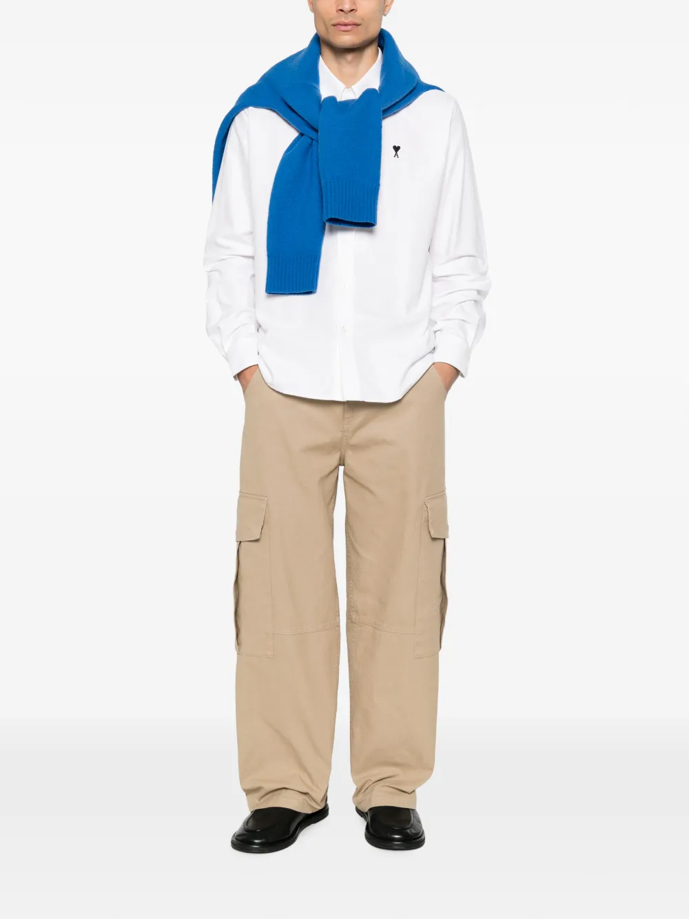 AMI Paris Straight cargo broek met vlakken Beige
