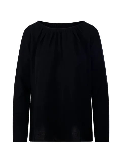 Allude gathered long-sleeve blouse