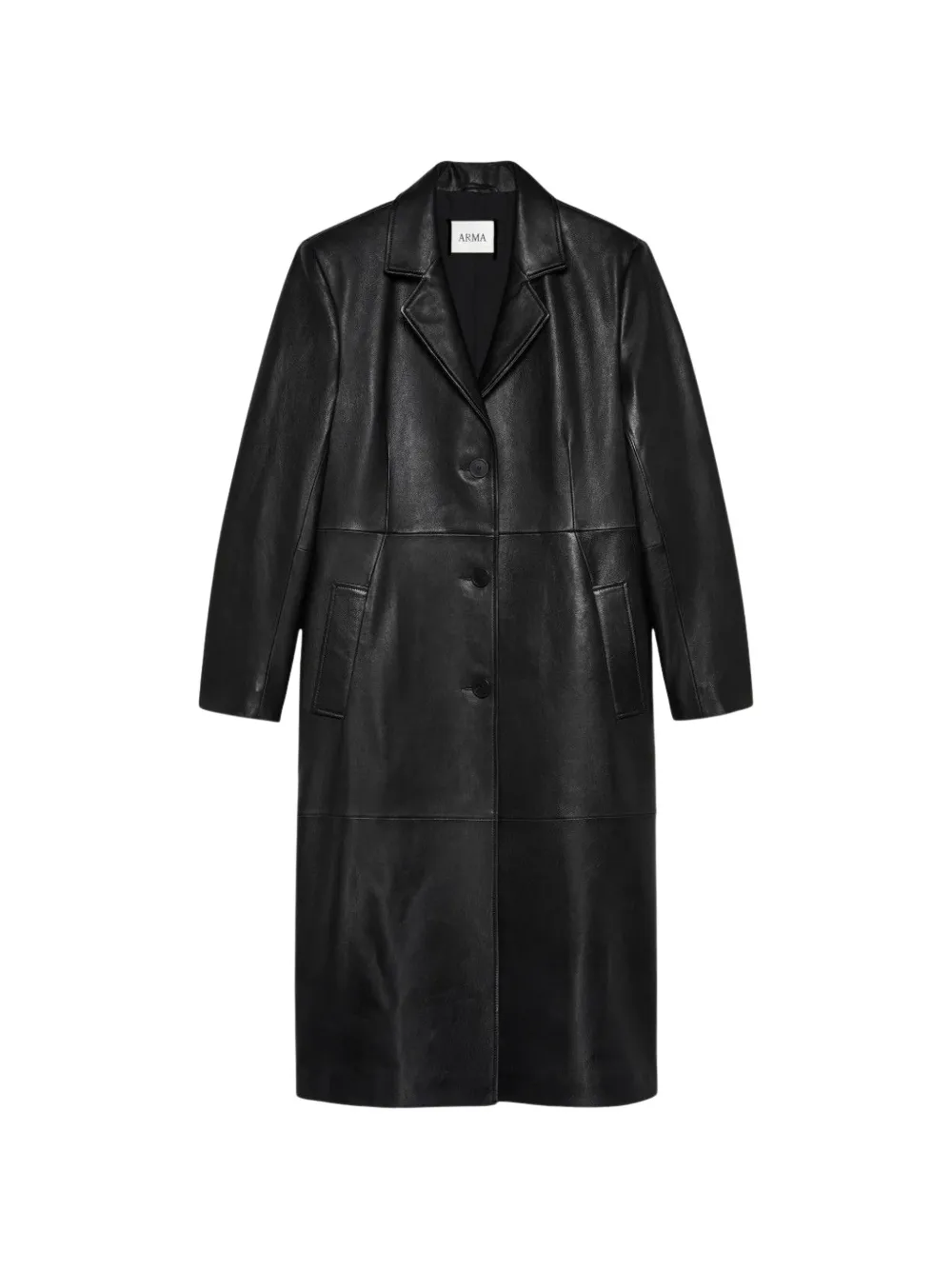 Arma Panelled Leather Coat In Black