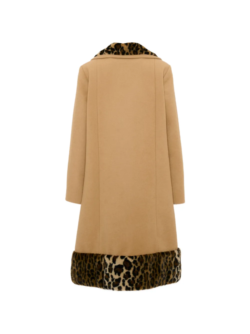 Gucci Kids leopard-print trim wool coat Beige