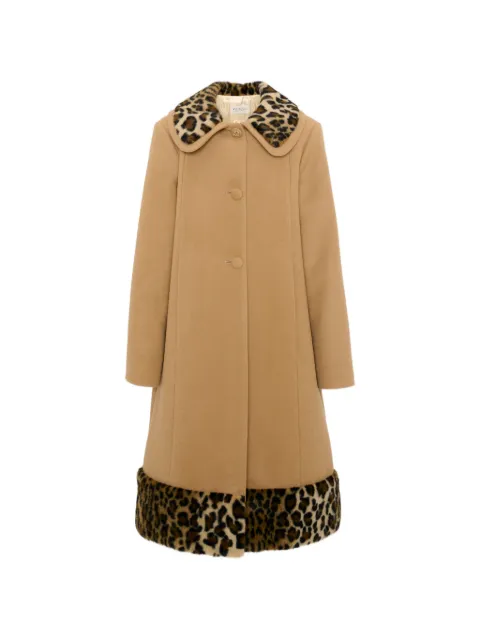 Gucci Kids leopard-print trim wool coat
