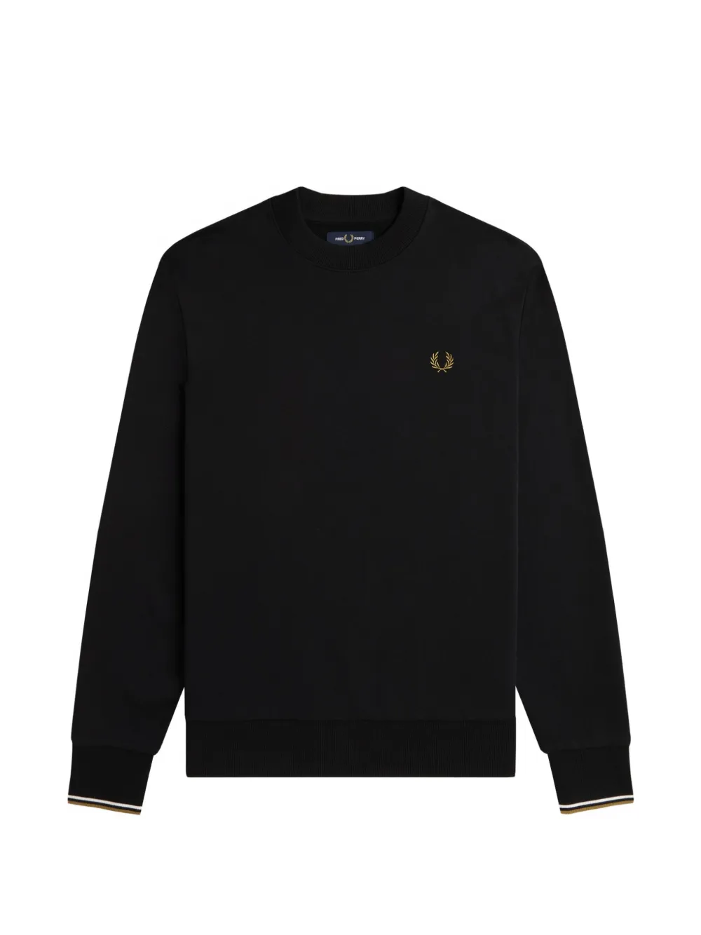 Fred Perry Laurel Wreath-embroidered tipped-cuff sweater - Nero