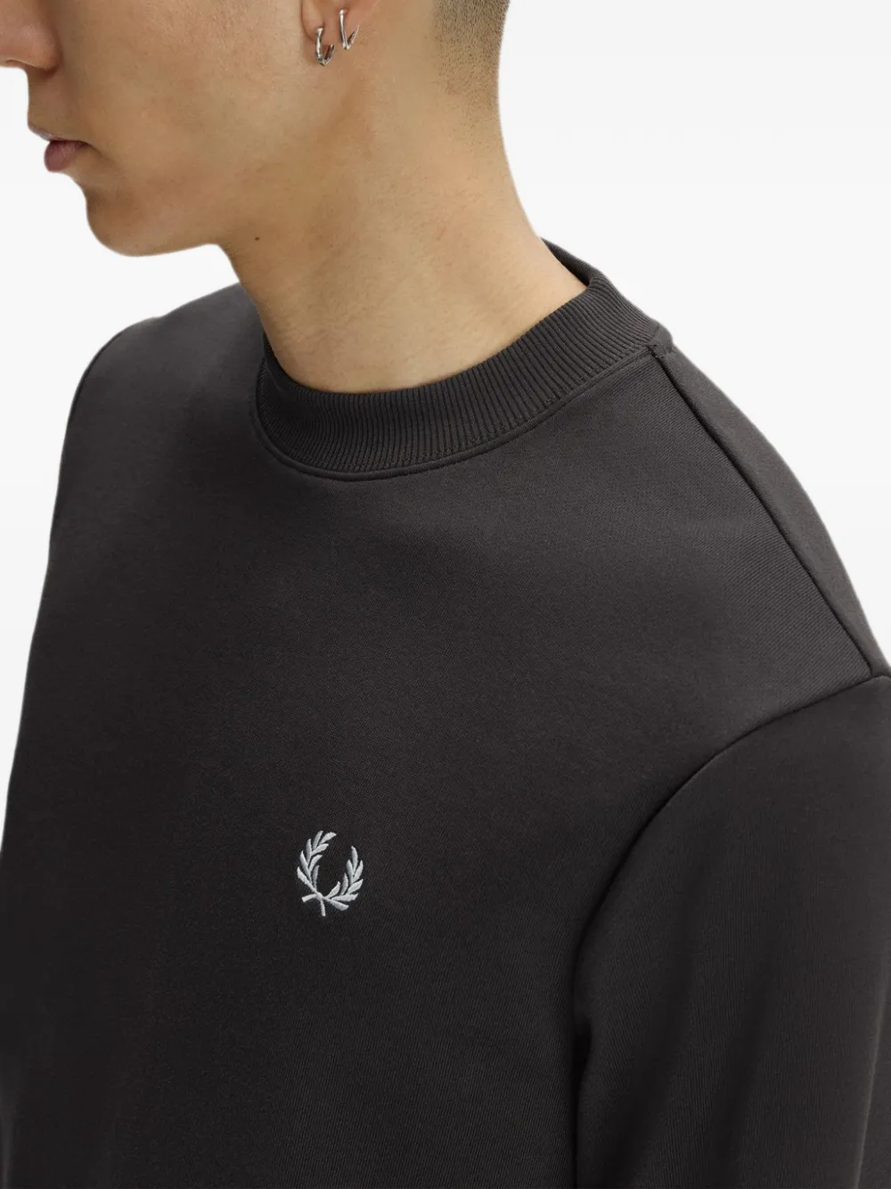 Fred Perry embroidered logo tipped-cuff sweatshirt Grijs