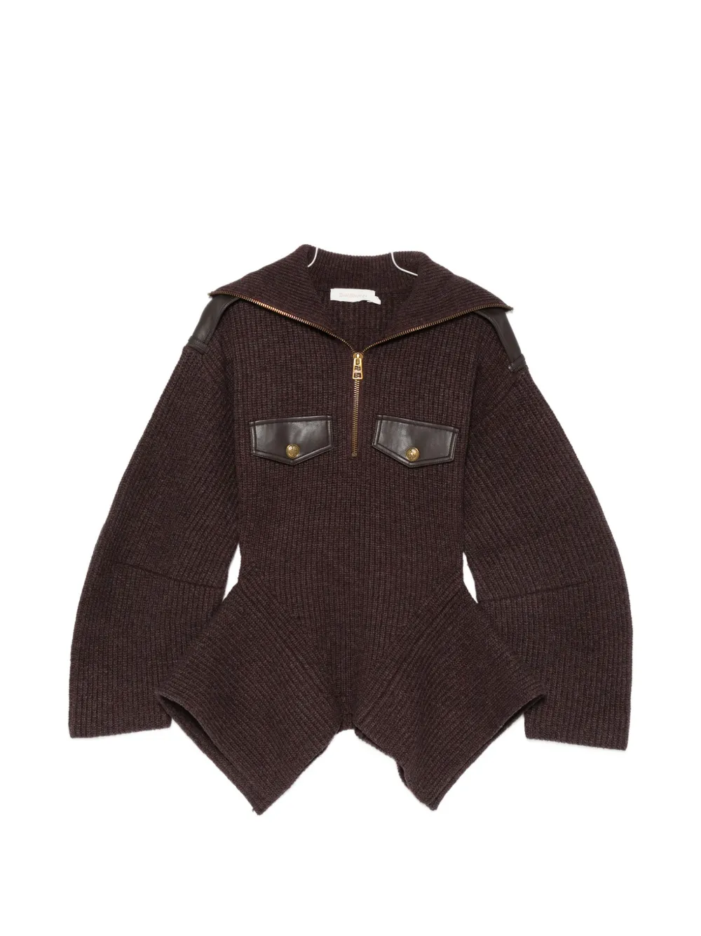 ZIMMERMANN ribbed-knit panelled sweater - Marrone