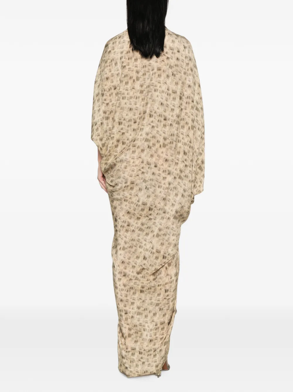 Cortana Mayu Abstract-print Draped Dress in Neutrals, view 4