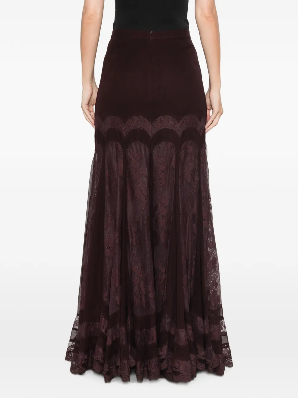 ZIMMERMANN lace-panelled flared skirt Bruin