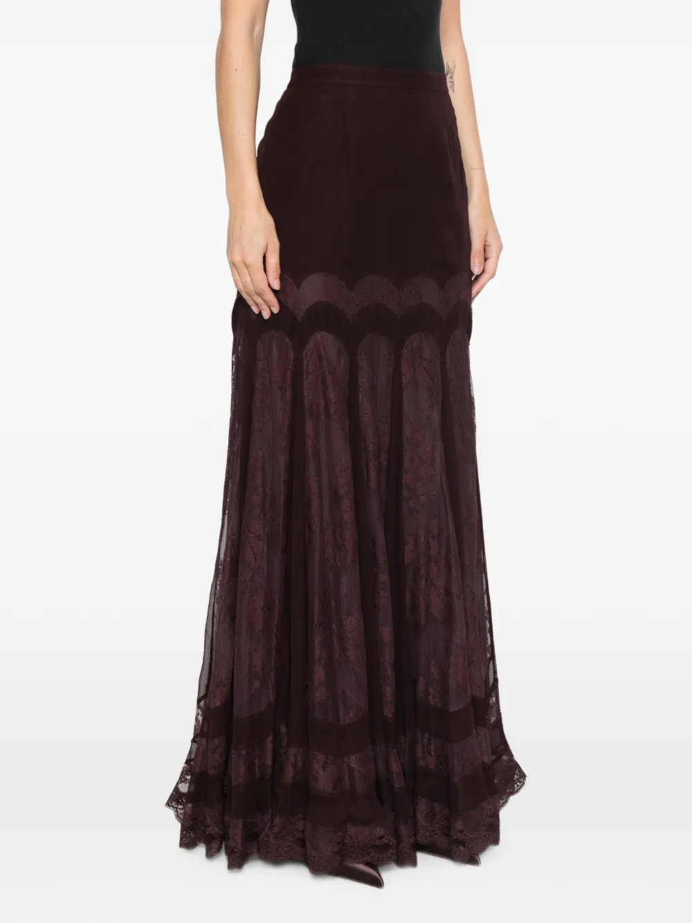 ZIMMERMANN lace-panelled flared skirt Bruin