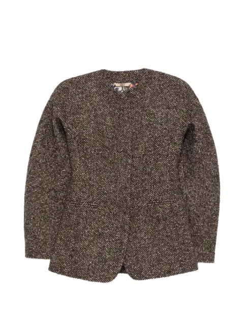 Bazar Deluxe herringbone-pattern collarless jacket