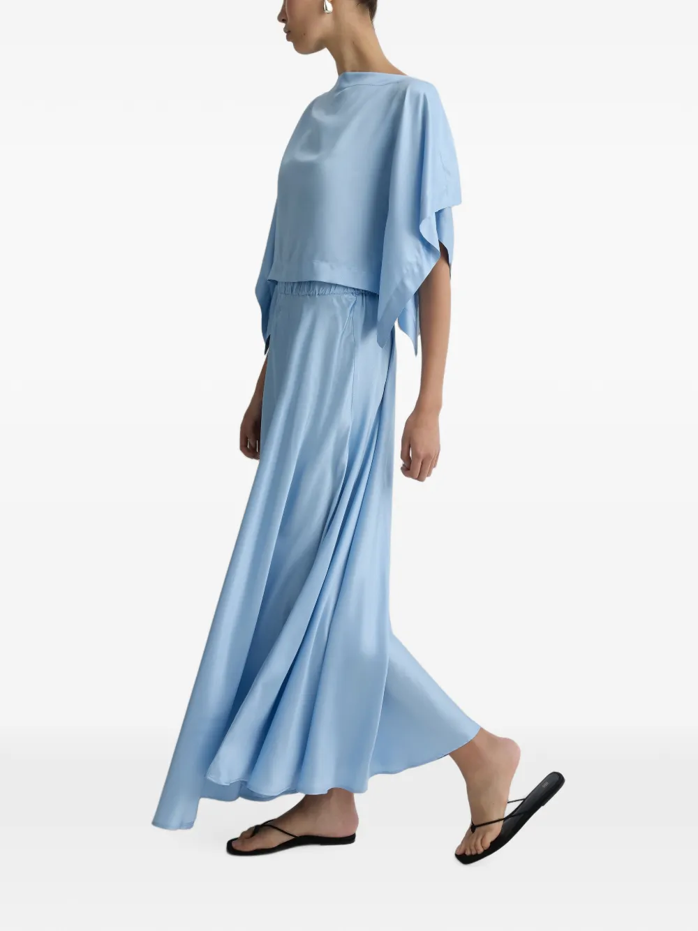 BONDI BORN Como satin-finish maxi skirt Blauw
