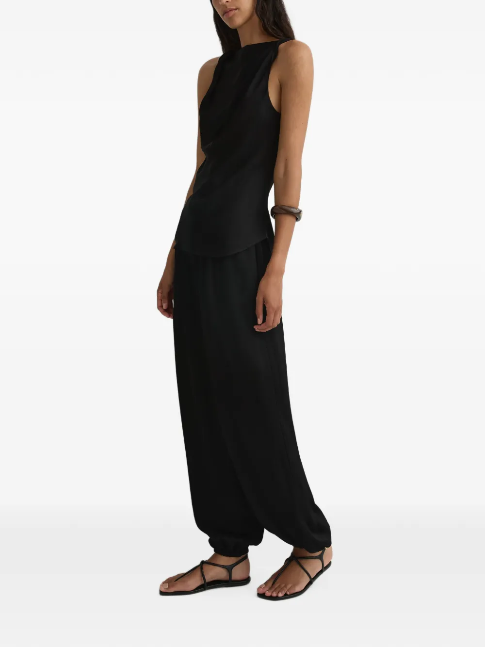 BONDI BORN Ardea Twisted-shoulder Top in Black, view 3