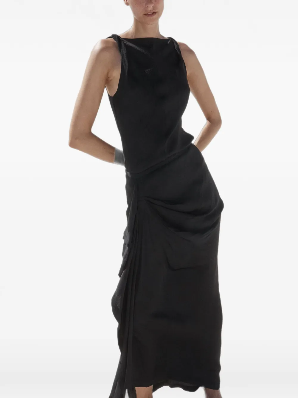 BONDI BORN Ardea Twisted-shoulder Top in Black, view 5