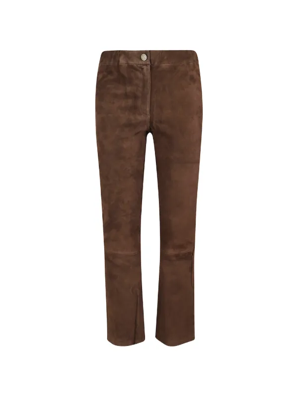 Arma Lively Suede Flared Trousers in Brown