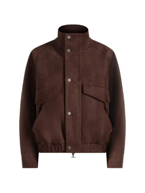 Manière De Voir veste bomber Romain en daim à col cheminée marron