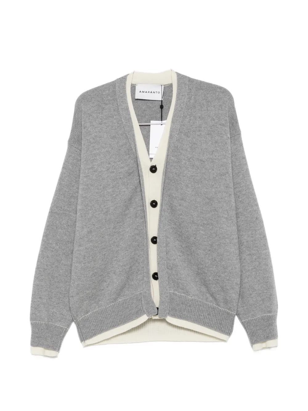 AMARANTO contrast-trim button-up cardigan - Grigio