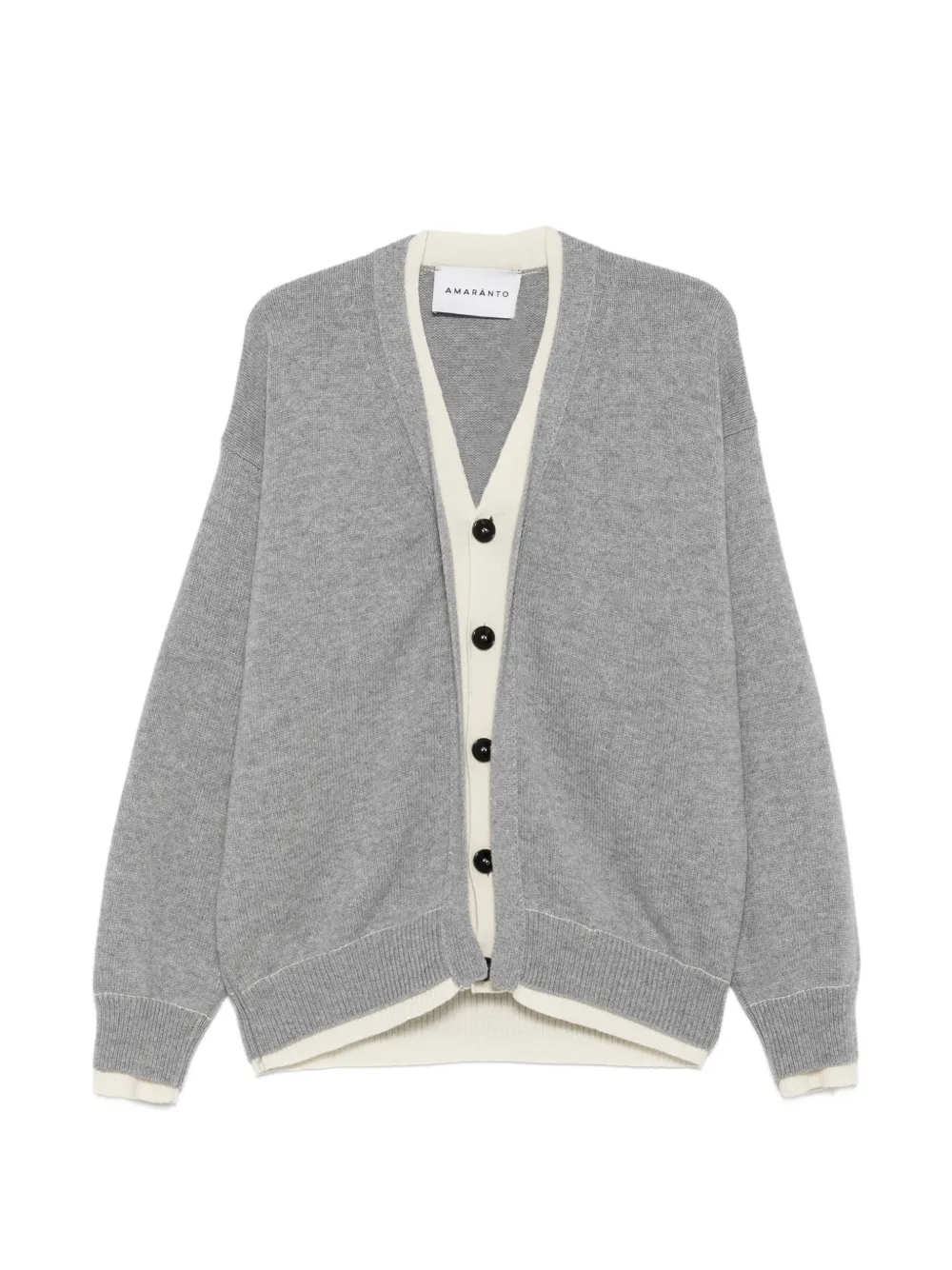 AMARANTO contrast-trim button-up cardigan - Grigio