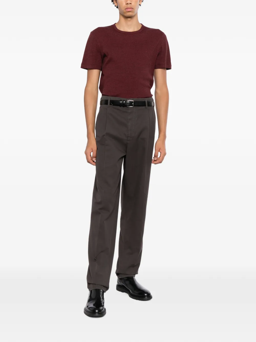 Brunello Cucinelli T-shirt met ronde hals en mergeleffect Rood