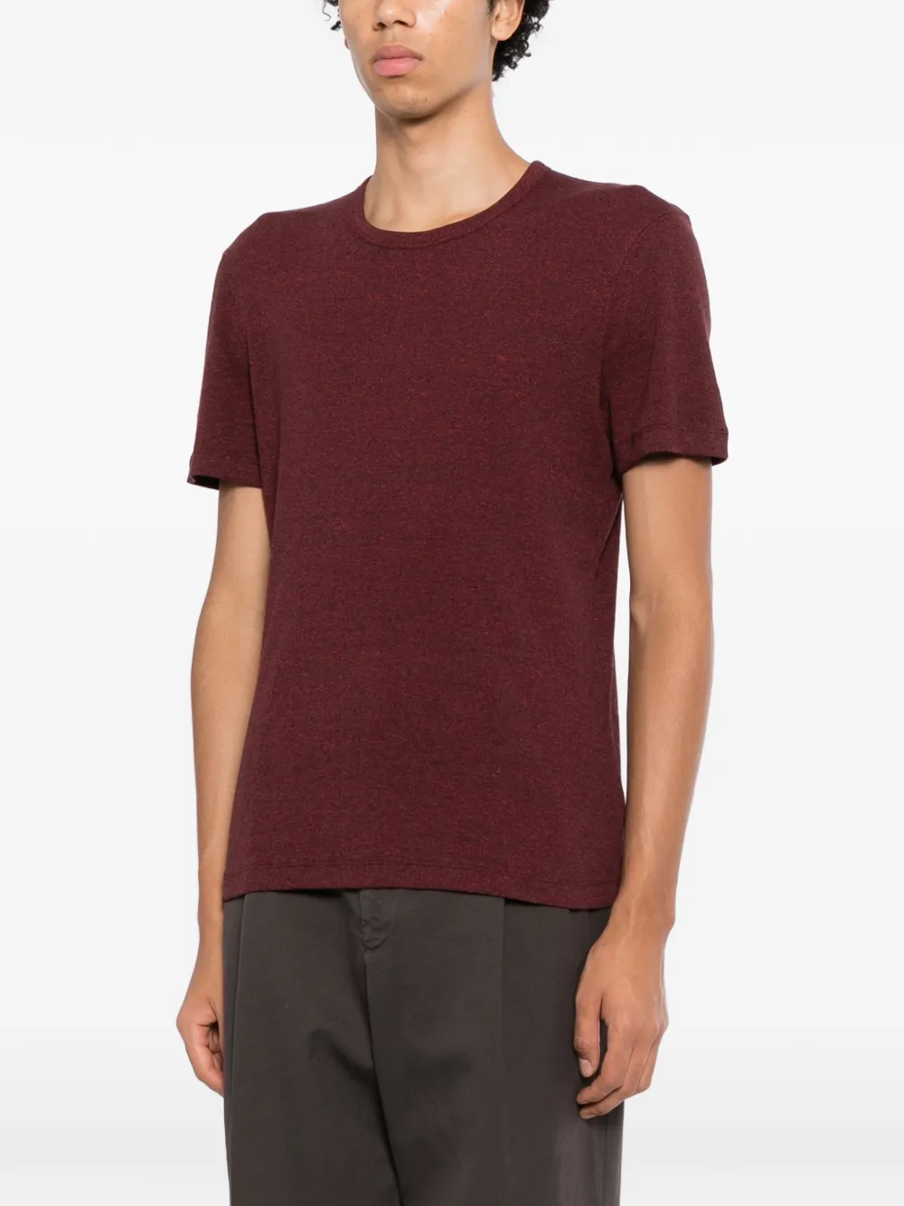 Brunello Cucinelli T-shirt met ronde hals en mergeleffect Rood
