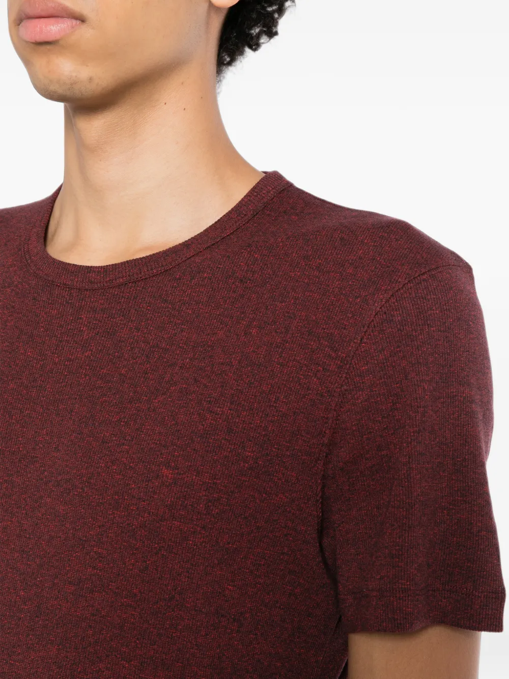 Brunello Cucinelli T-shirt met ronde hals en mergeleffect Rood