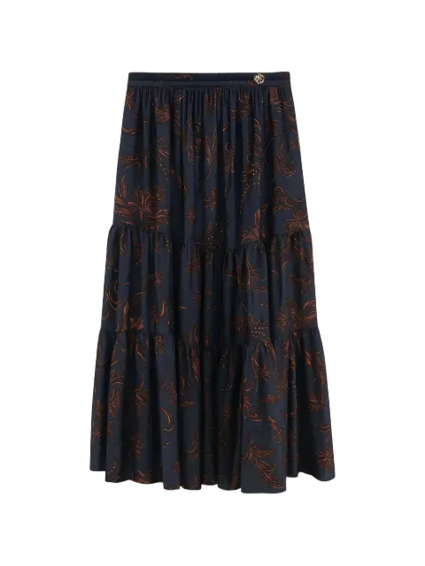 Roberto Cavalli Junior floral-print tiered midi skirt