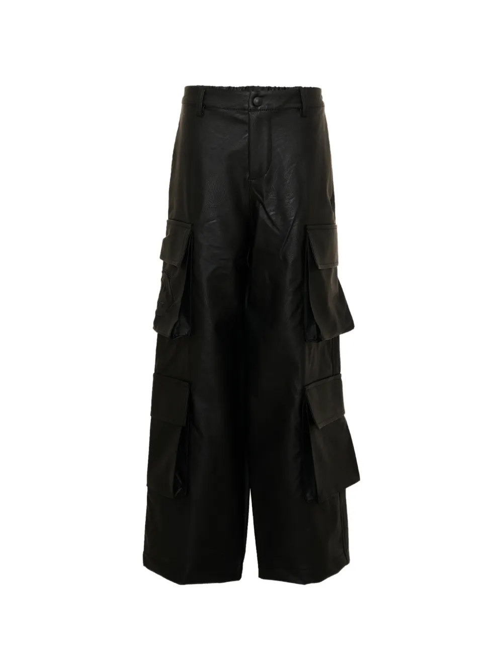 Barrow kids faux-leather cargo wide-leg pants Zwart