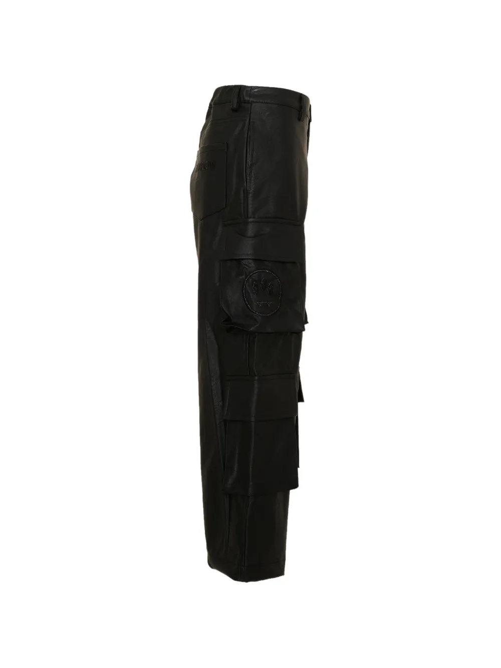 Barrow kids faux-leather cargo wide-leg pants Zwart