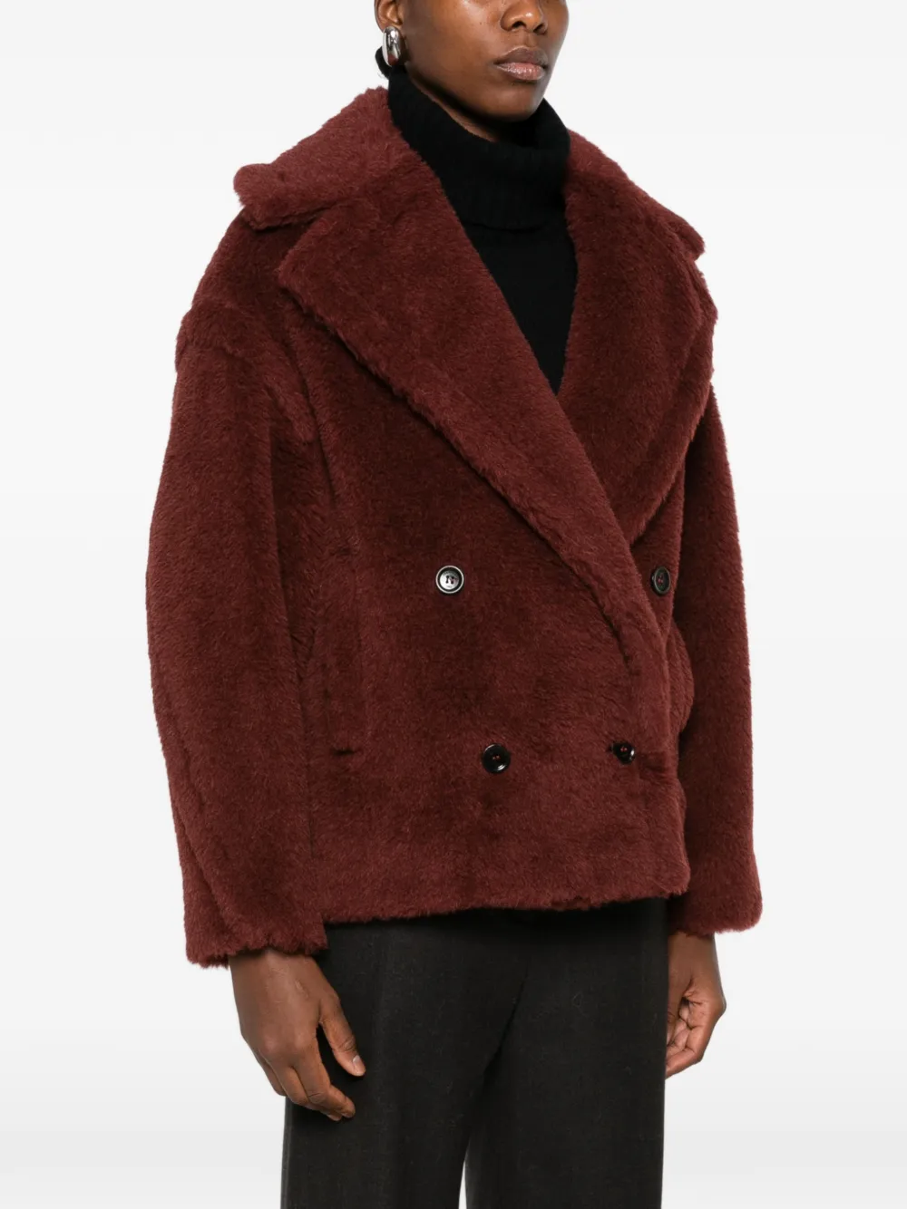 Max Mara Teddy jas met dubbele rij knopen Rood