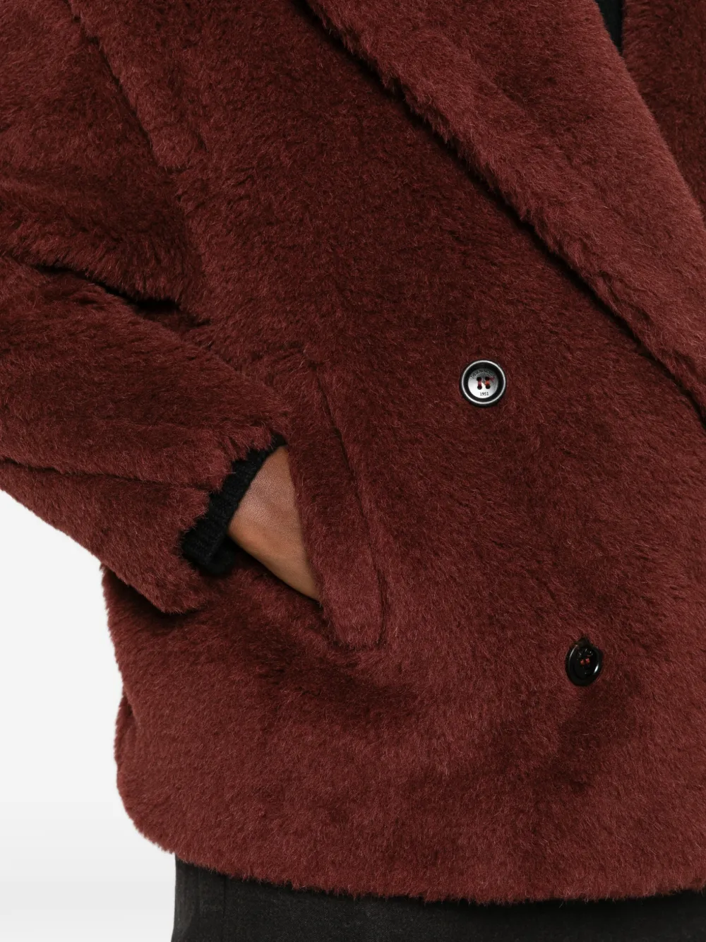 Max Mara Teddy jas met dubbele rij knopen Rood