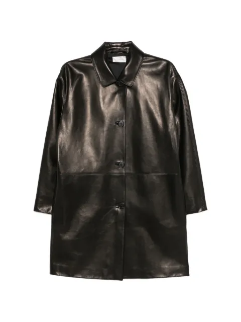 The Row Donata button-up leather coat
