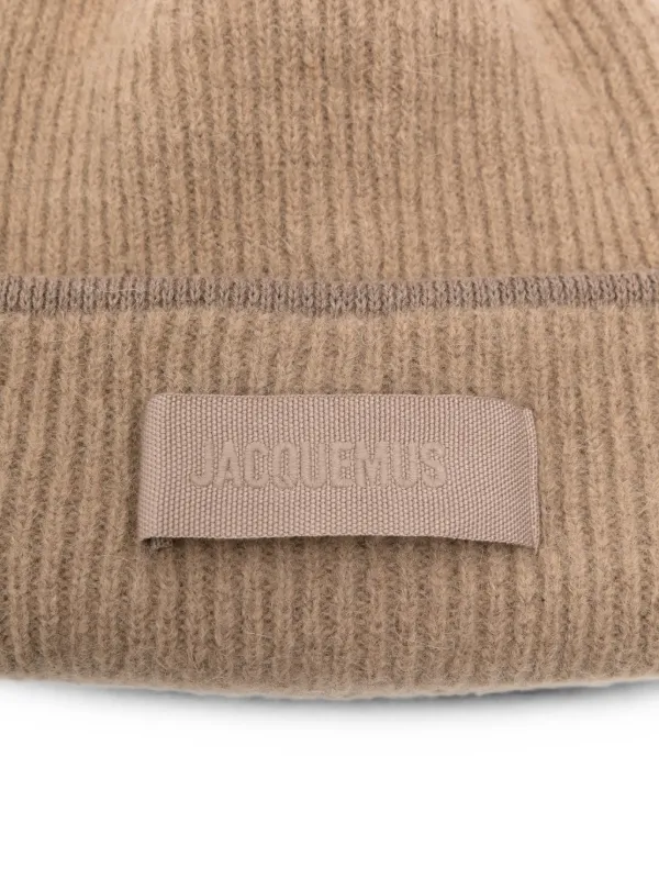 Jacquemus logo-patch ribbed-knit Beanie Hat | ニュートラル