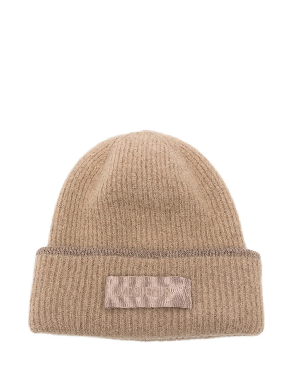 Jacquemus logo-patch ribbed-knit beanie hat - Toni neutri