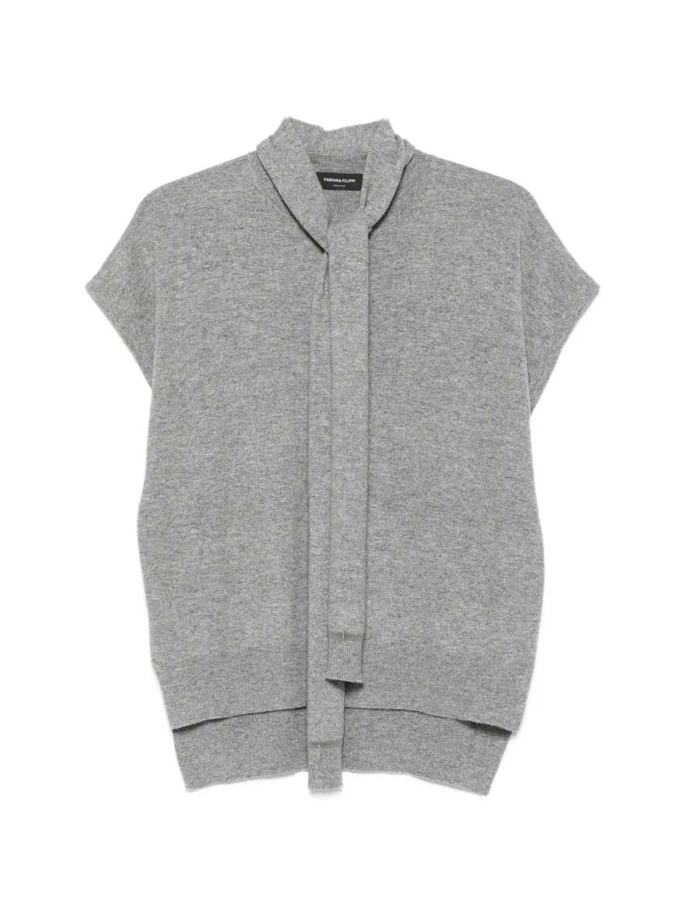 Fabiana Filippi tie-neck short-sleeve sweater - Grigio