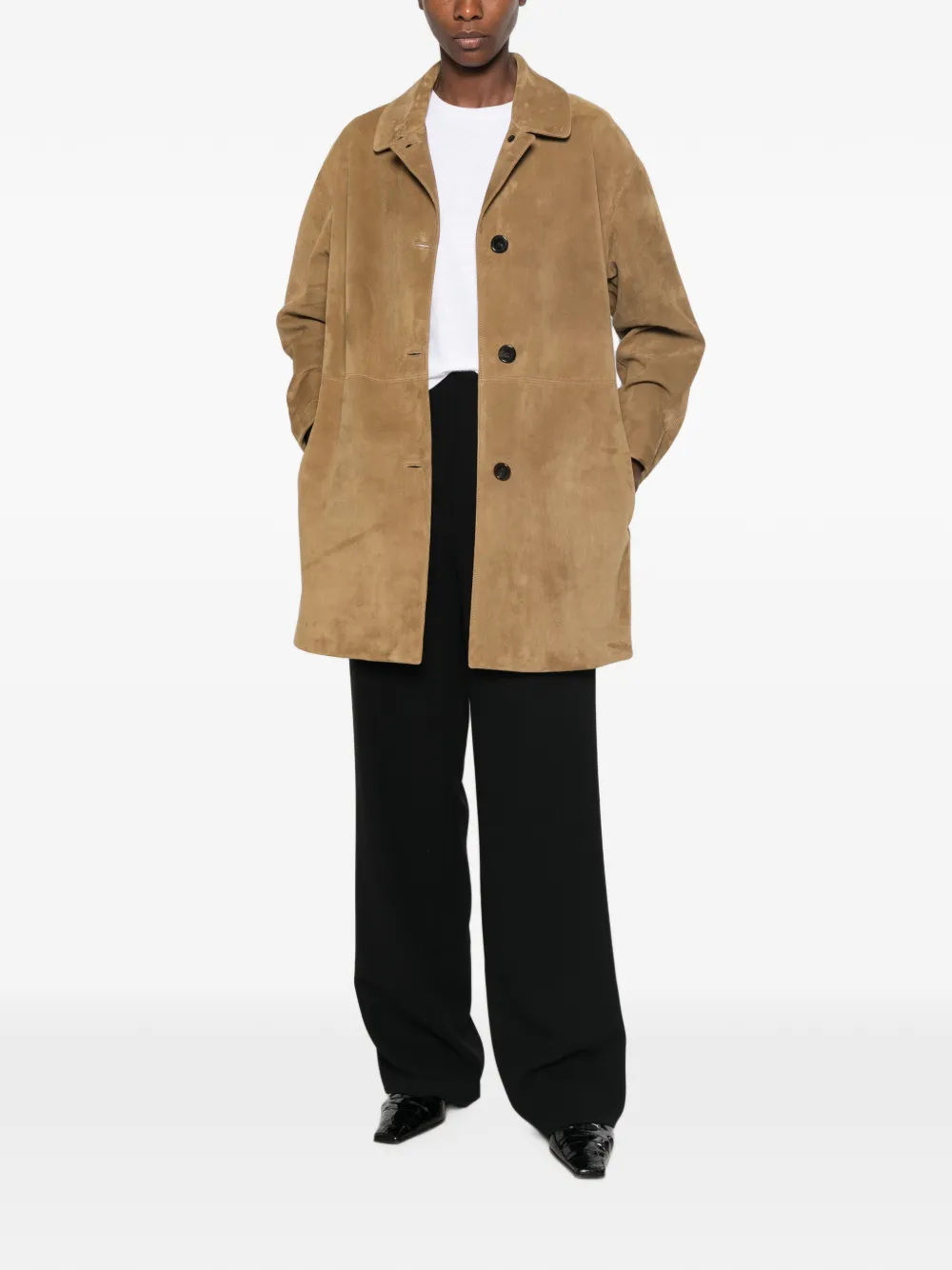 The Row Damir suède jas met knopen Beige