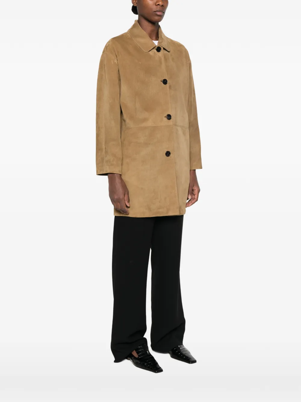 The Row Damir suède jas met knopen Beige