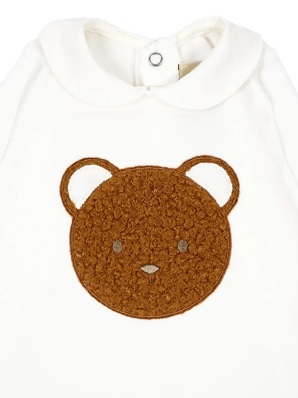 Le Boo Beebè Slaappak met Peter Pan-kraag en teddybeer-patch Wit
