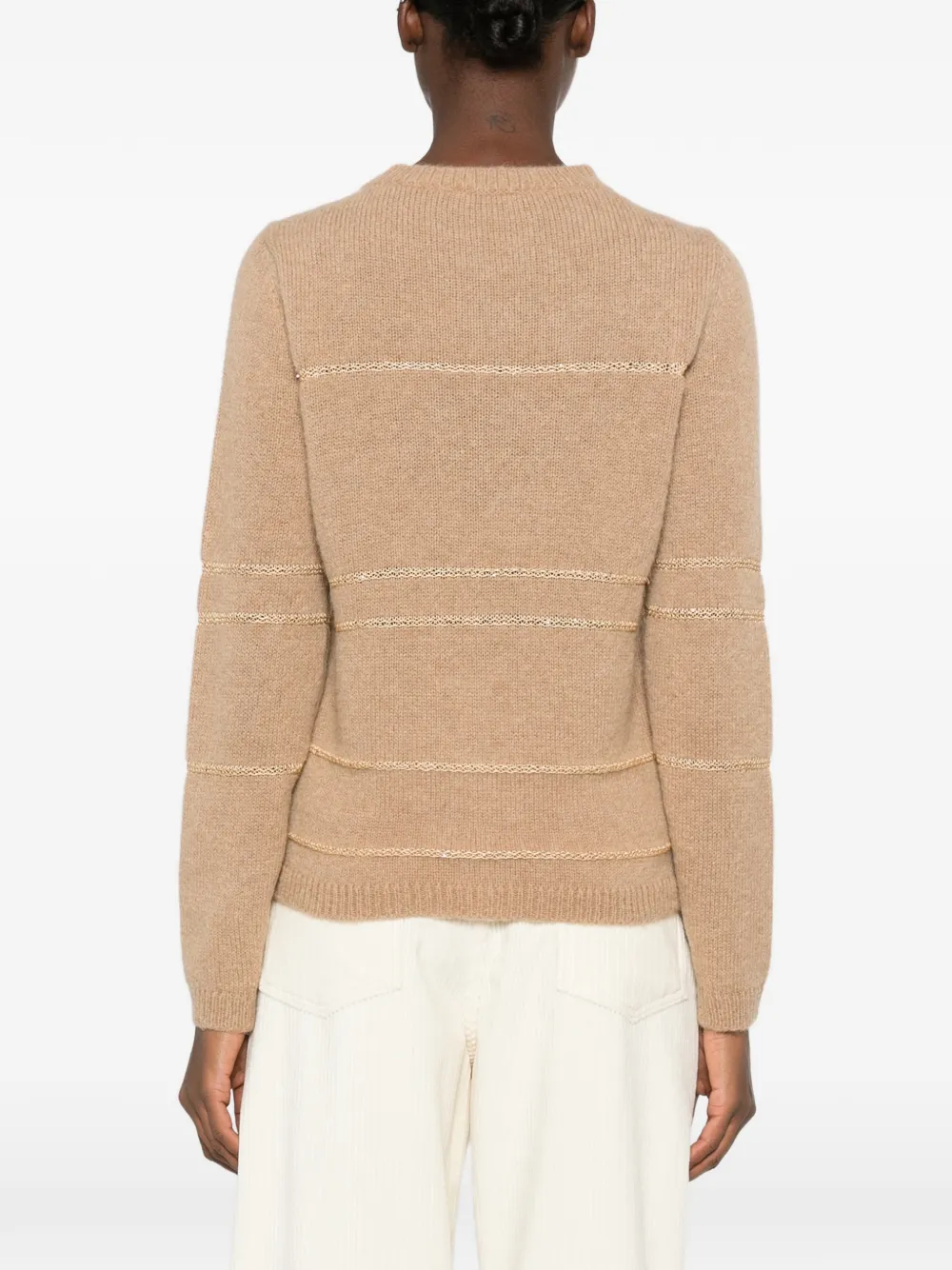 Fabiana Filippi Sweater met ronde hals en gestreept detail Beige