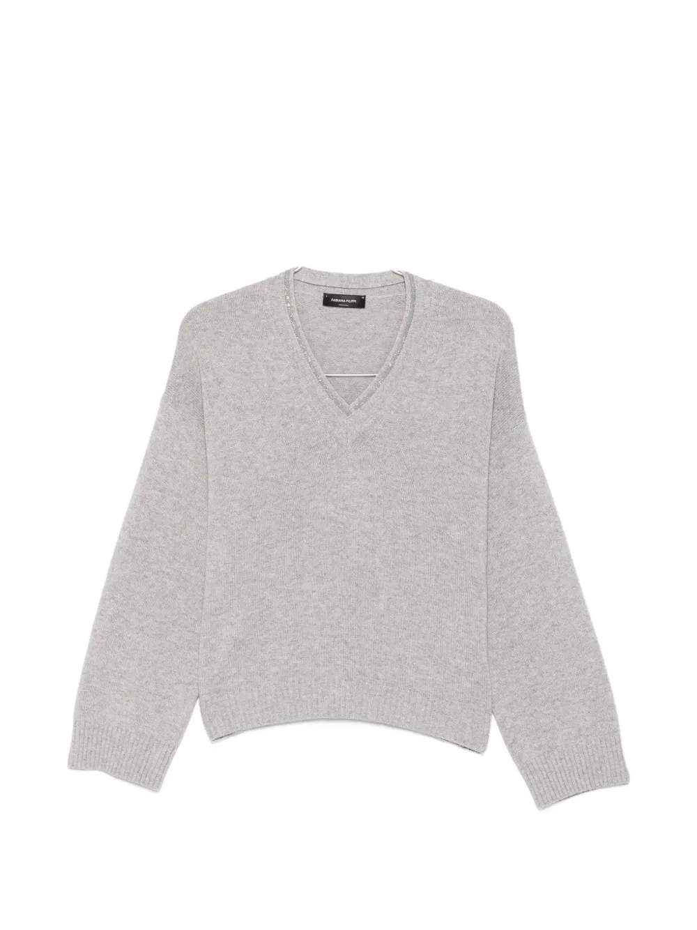 Fabiana Filippi monili-trimmed V-neck sweater - Grigio