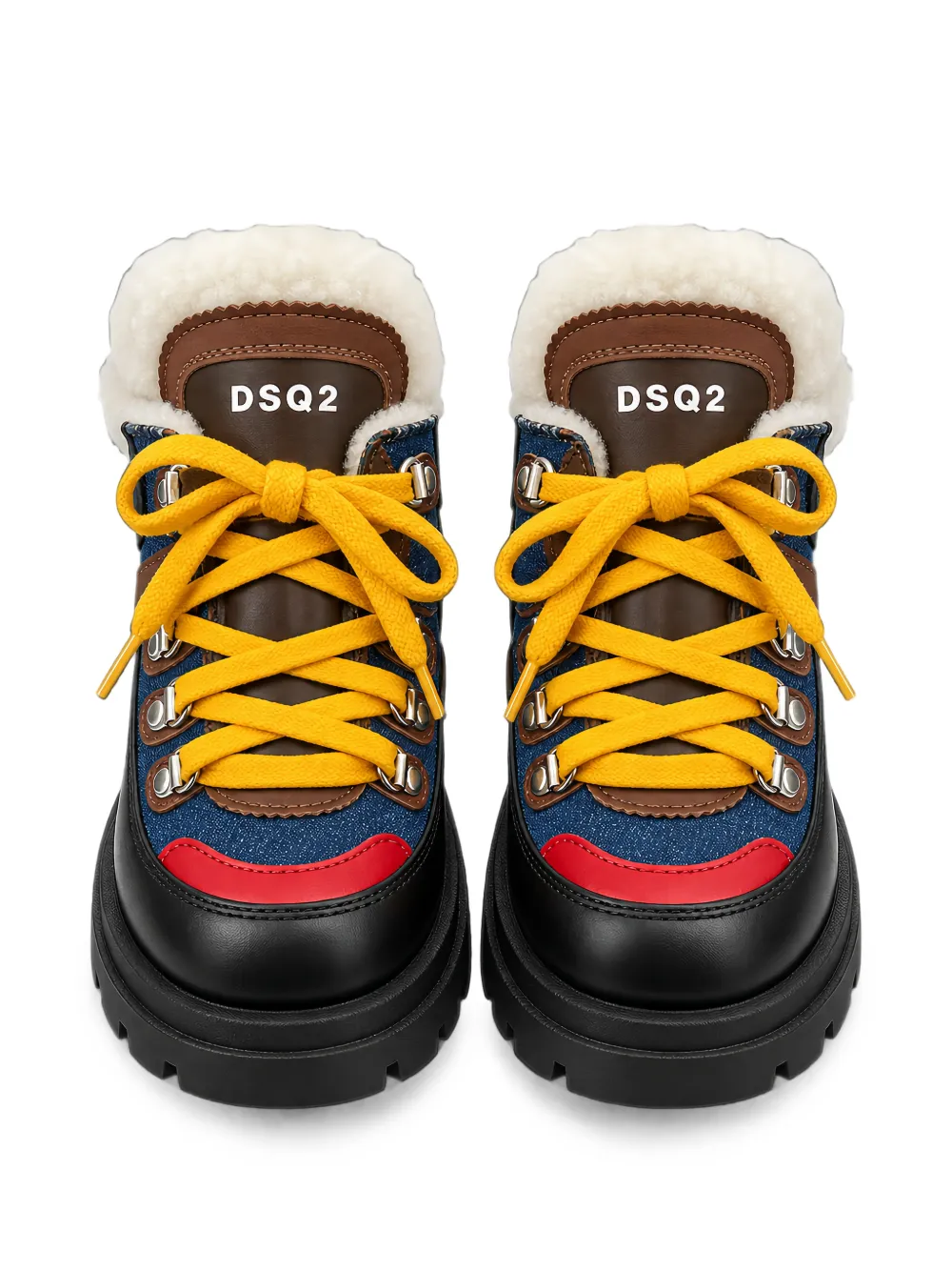DSQUARED2 KIDS shearling-trim panelled boots Zwart