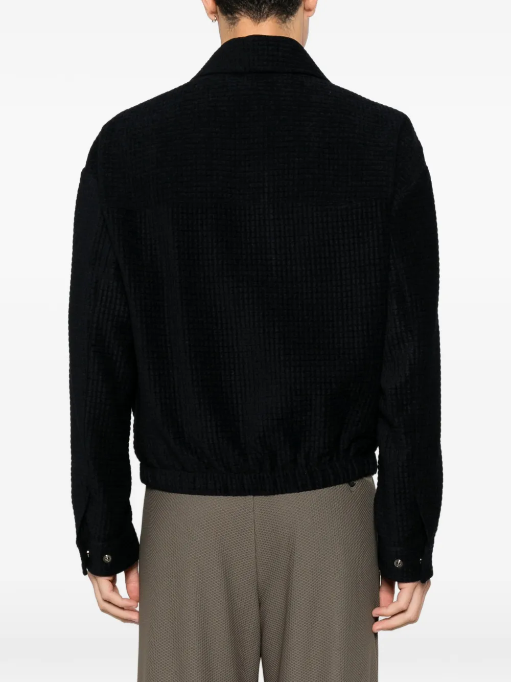 Giorgio Armani Wafelgebreid jack met borstzak Blauw