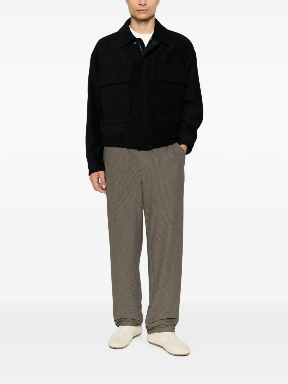 Giorgio Armani Wafelgebreid jack met borstzak Blauw