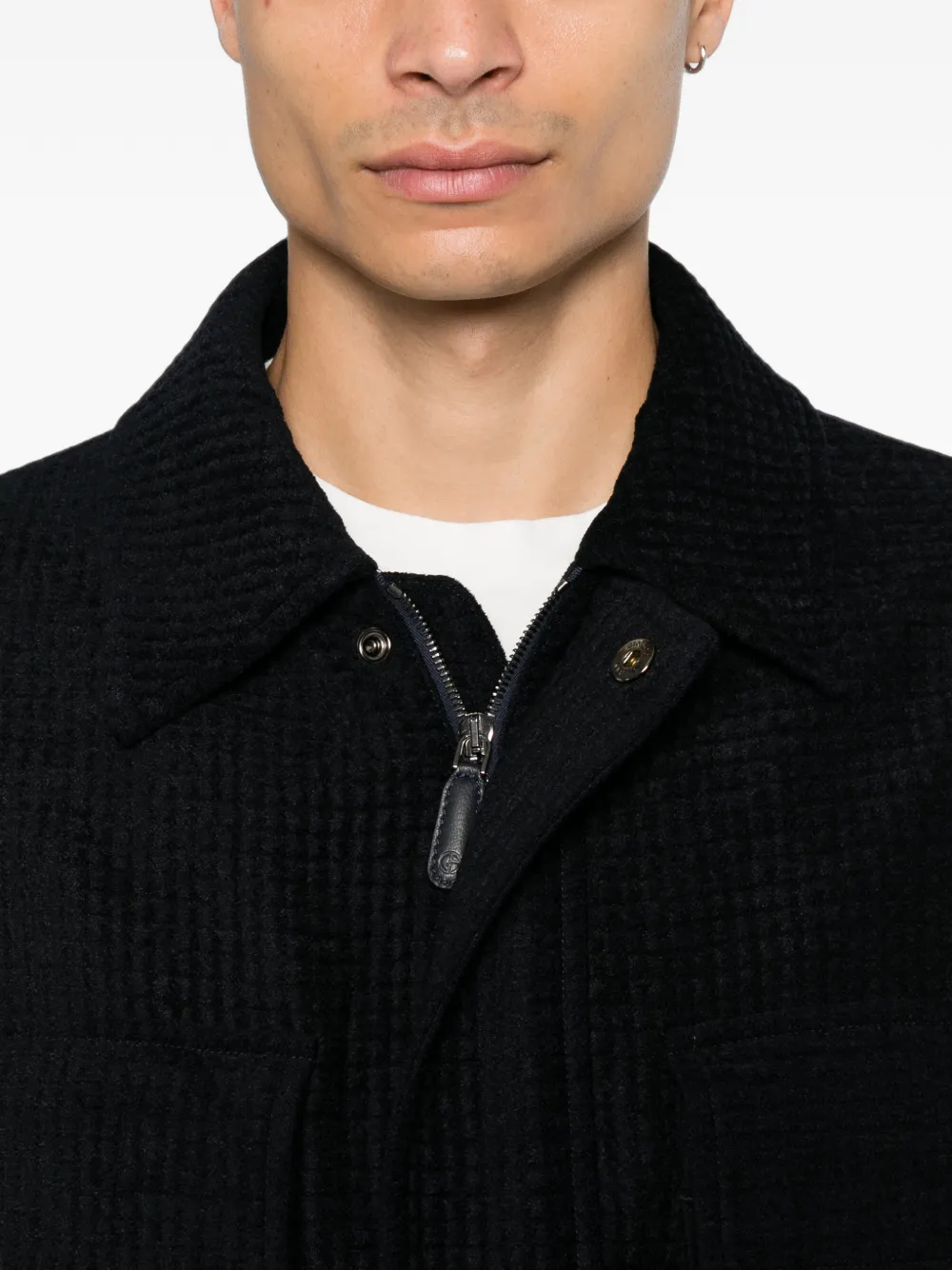 Giorgio Armani Wafelgebreid jack met borstzak Blauw