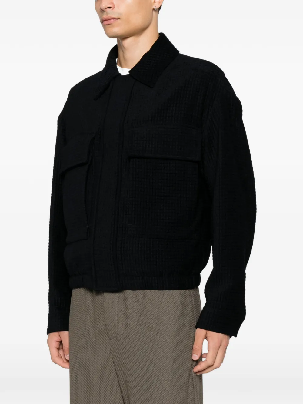 Giorgio Armani Wafelgebreid jack met borstzak Blauw