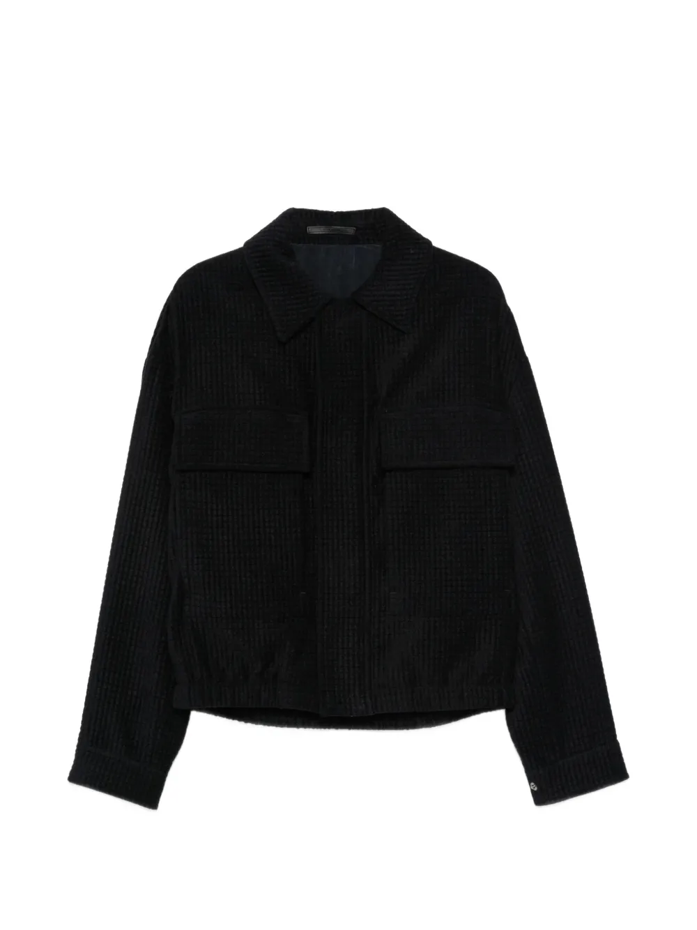 Giorgio Armani waffle-knit chest-pocket jacket - Blu