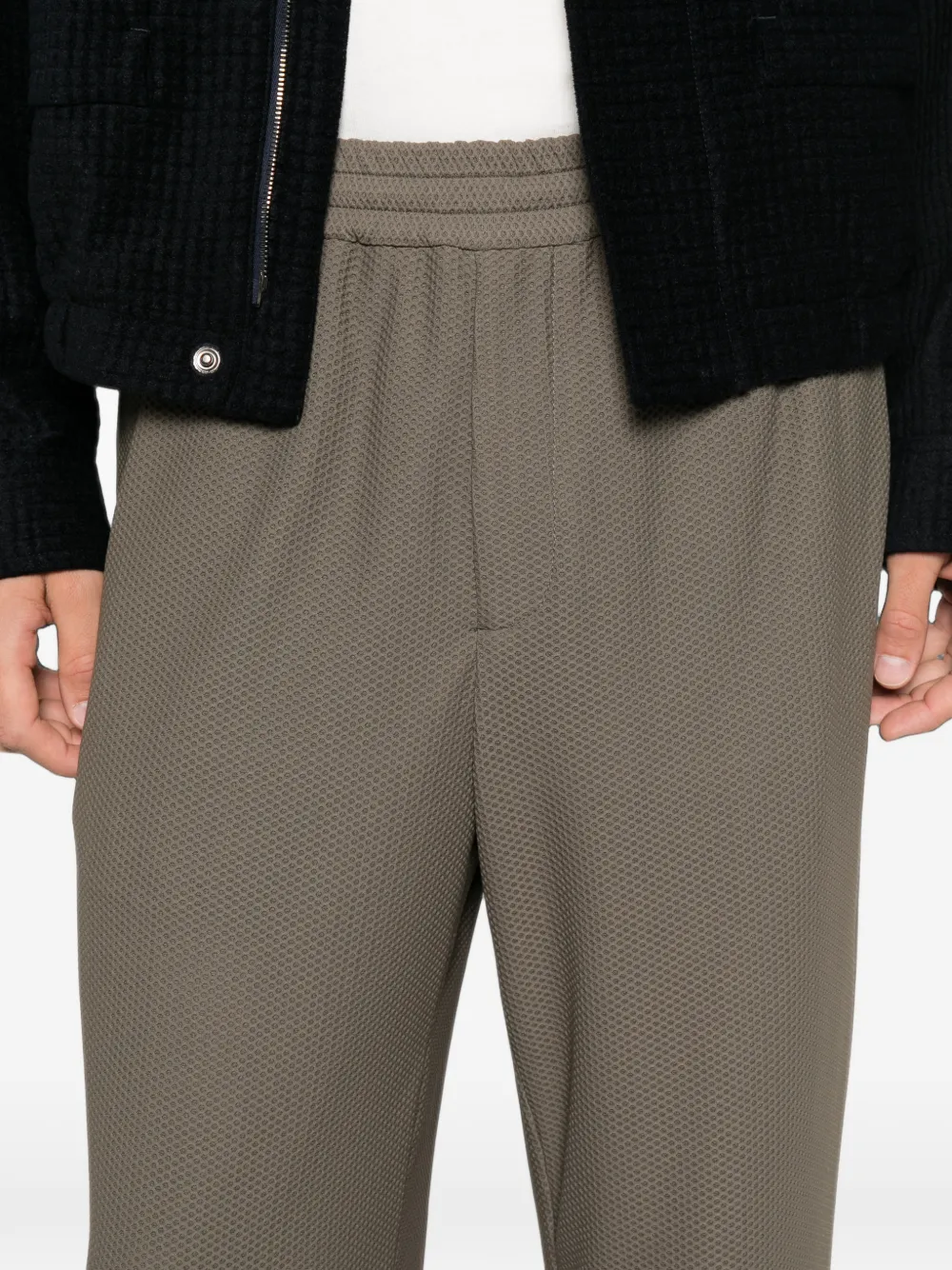 Giorgio Armani Broek met textuur en elastische taille Groen