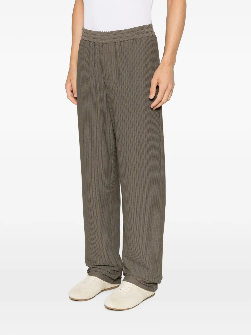 Giorgio Armani Broek met textuur en elastische taille Groen