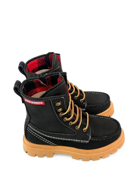 DSQUARED2 KIDS contrast-stitch lace-up boots
